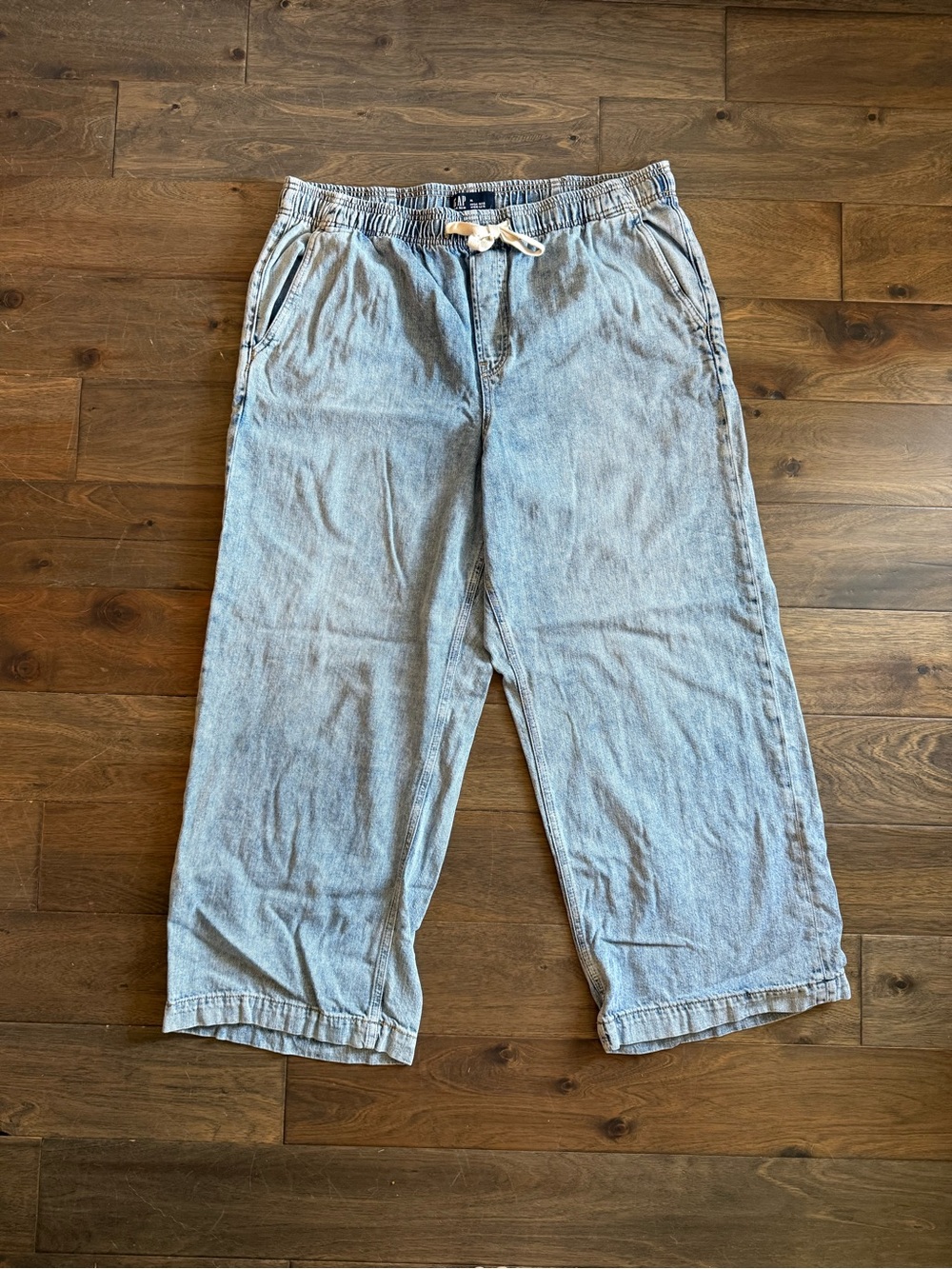 Gap Light Wash Drawstring Denim Wide Leg Jeans